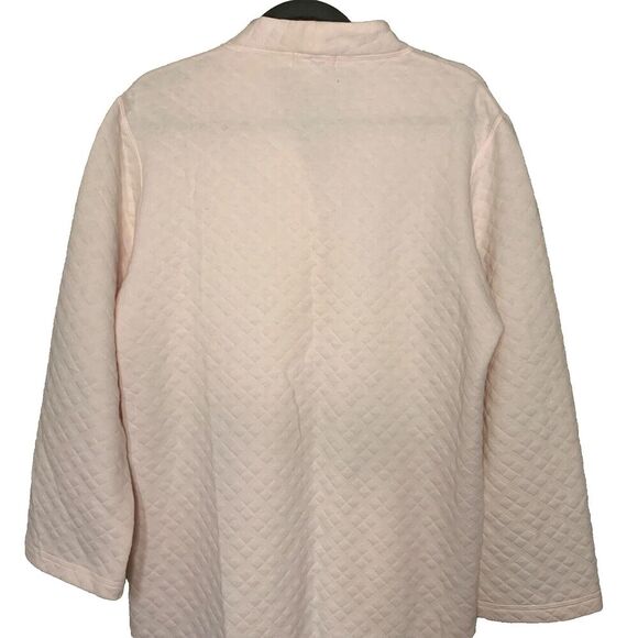 Miss Elaine Quilted Robe MEDIUM Snaps Pink Housecoat Pockets Long Plush Vintage - Picture 6 of 10